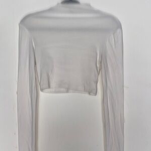 Princess Polly White Sheer Long Sleeve Crop Top